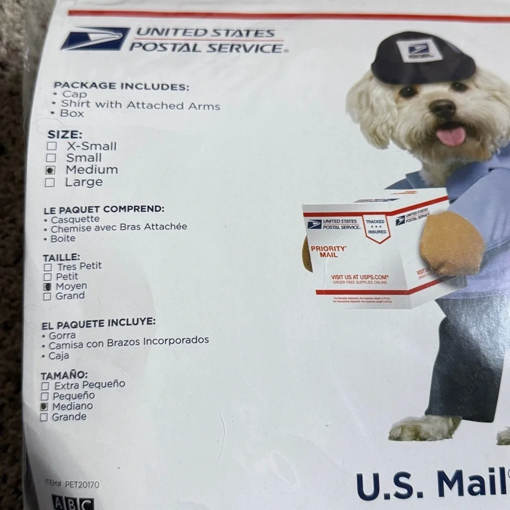 Postal Carrier Mailman Costume for Dogs California Costumes Sz M NEW